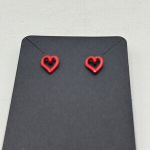 Heart Shaped Red Stud Earrings Small Lightweight Jewelry Design